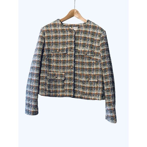 MNG Mango Multicolor Jewel Buttoned Tweed Short Blazer Jacket Size XXL Retroglam - Picture 5 of 10